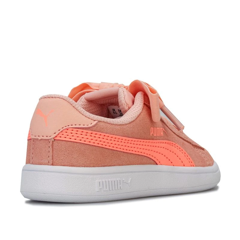 Puma Kids' Smash V2 Infant Ribbon Trainer Peach / White - Image 2