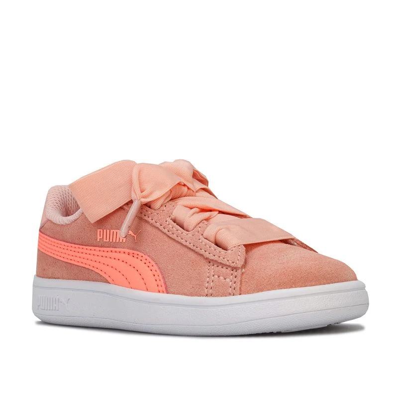 Puma Kids' Smash V2 Infant Ribbon Trainer Peach / White