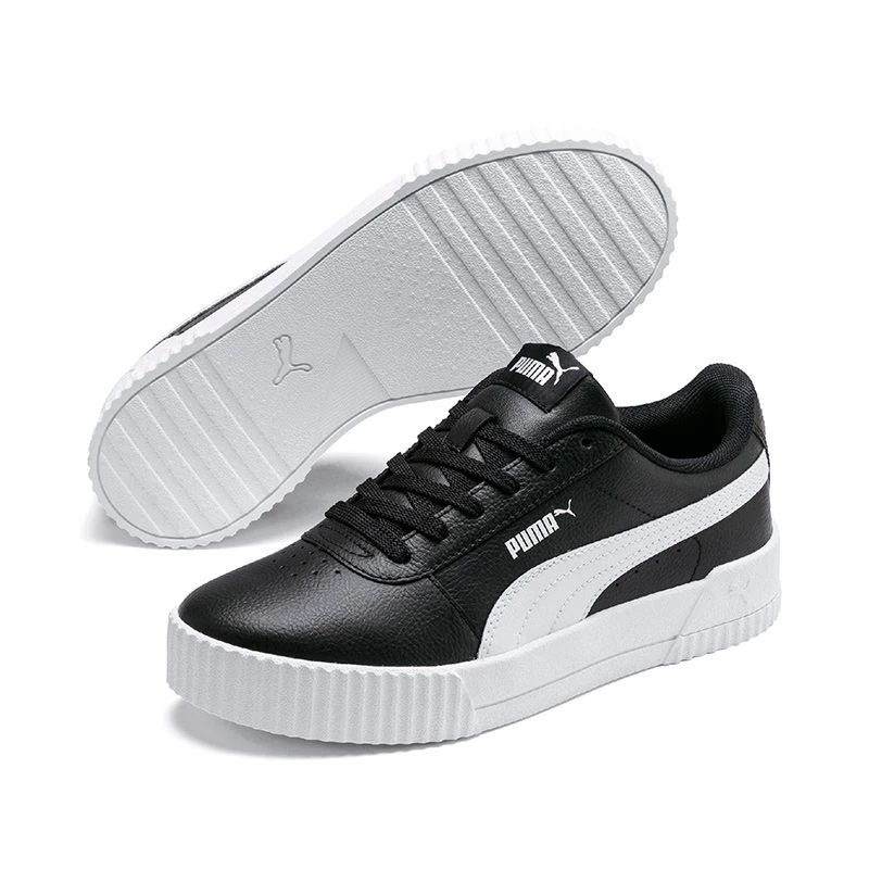 Puma Women's Carina Leather Trainers Black / Black / White