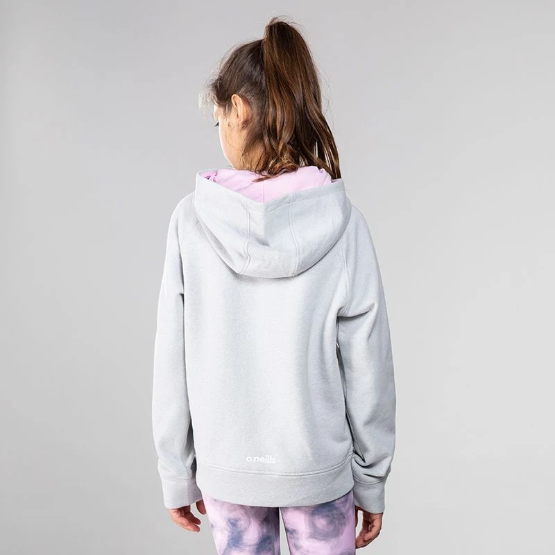 Kids' Emily Fleece Pullover Hoodie Grey / Pink - Image 2