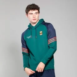 Mayo GAA Men's Harlem Technical Fleece Overhead Hoodie Bottle / Marine / Red