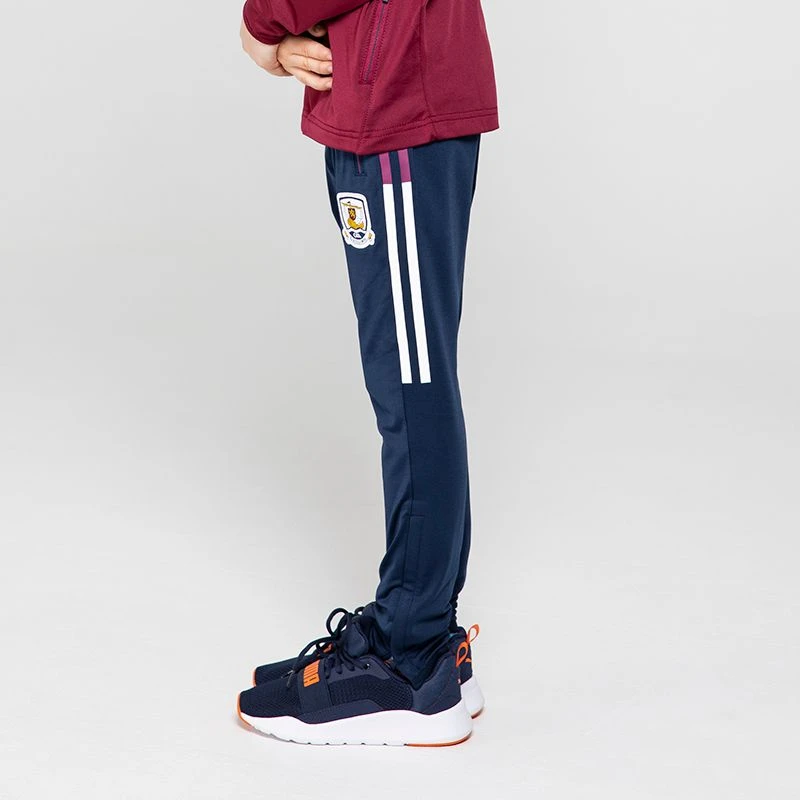 Galway GAA Kids' Peak Brushed Skinny Tracksuit Bottoms Marine / Maroon / White - Image 2