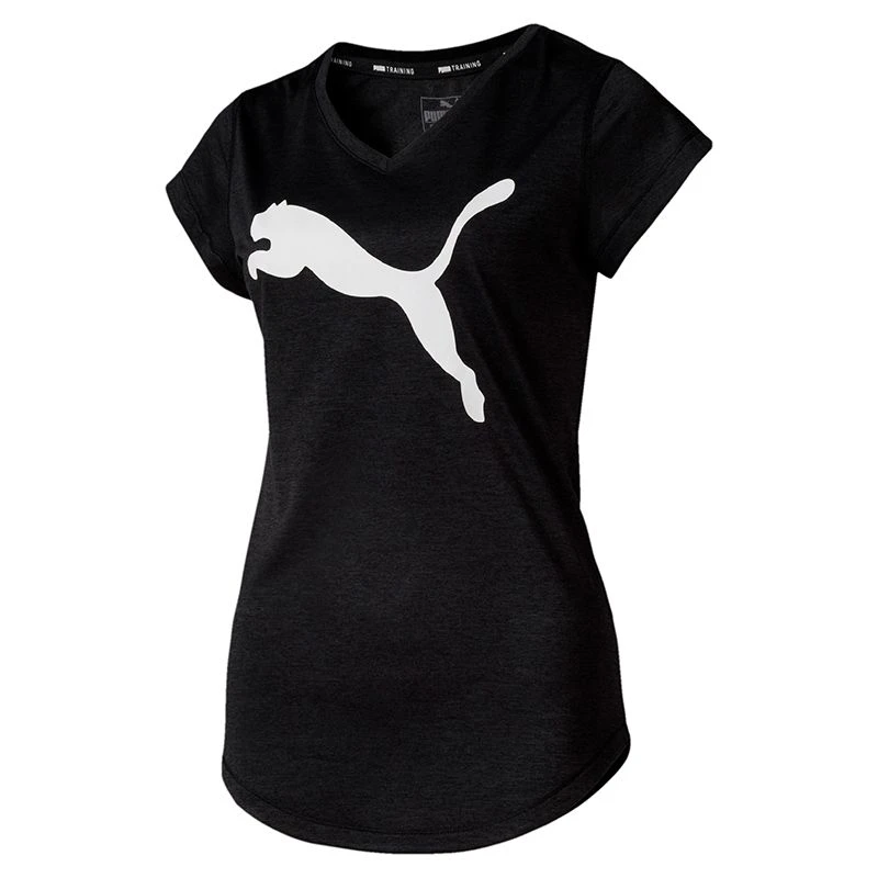 Puma Women's Heather Cat V Neck T-Shirt Black