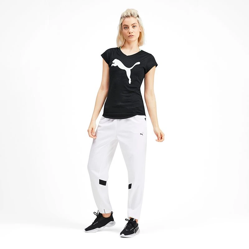 Puma Women's Heather Cat V Neck T-Shirt Black - Image 5