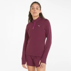 Puma Women's Favourite Quarter Zip Running Top Grape Wine / Deep Orchid