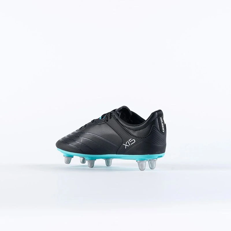 Gilbert Sidestep X15 6 Stud Kids' Rugby Boots Black / Aqua - Image 5