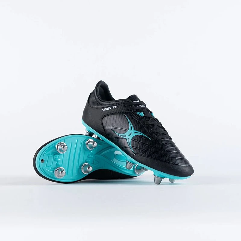 Gilbert Sidestep X15 6 Stud Kids' Rugby Boots Black / Aqua - Image 3