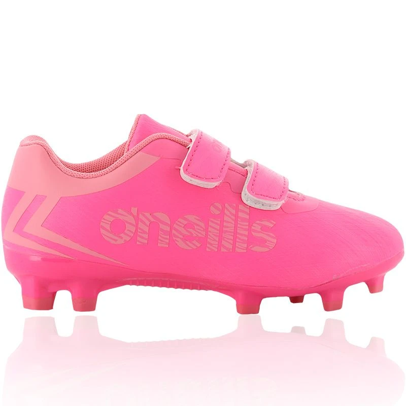 Aluna Pre-School Firm Ground Velcro Football Boots Pink / Light Pink