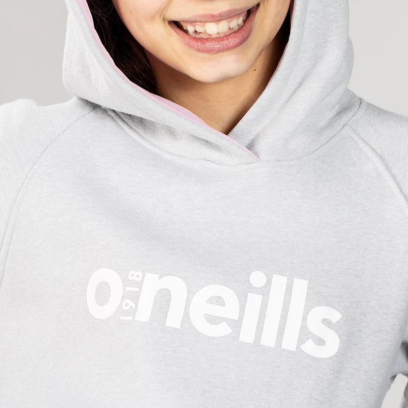 Kids' Emily Fleece Pullover Hoodie Grey / Pink - Image 4