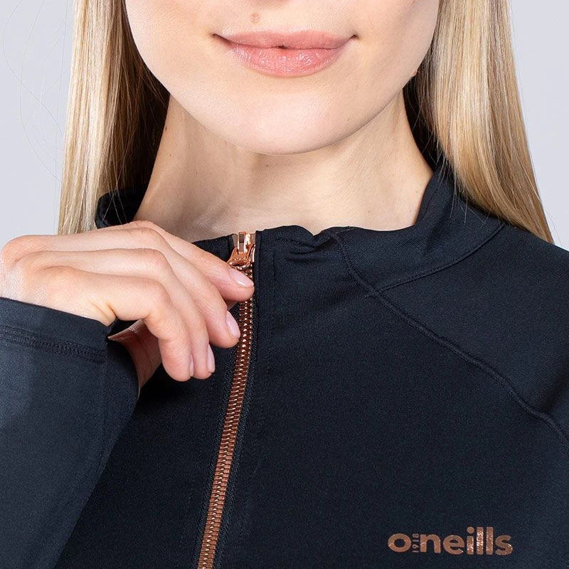 Women's Freya Half Zip Black / Rose Gold - Image 6