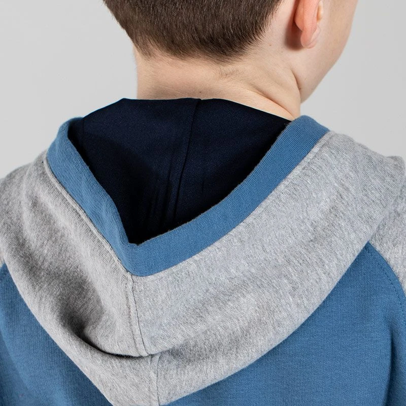 Kids' Daragh Fleece Pullover Hoodie Grey / Blue / Marine - Image 3