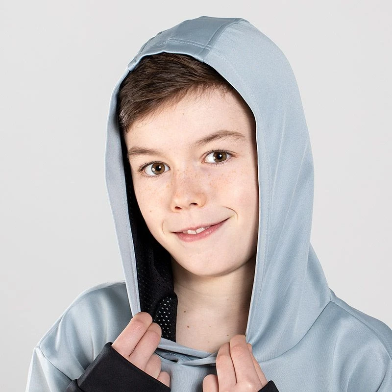 Kids' Cody Hybrid Pullover Hoodie Grey / Black / Red - Image 3