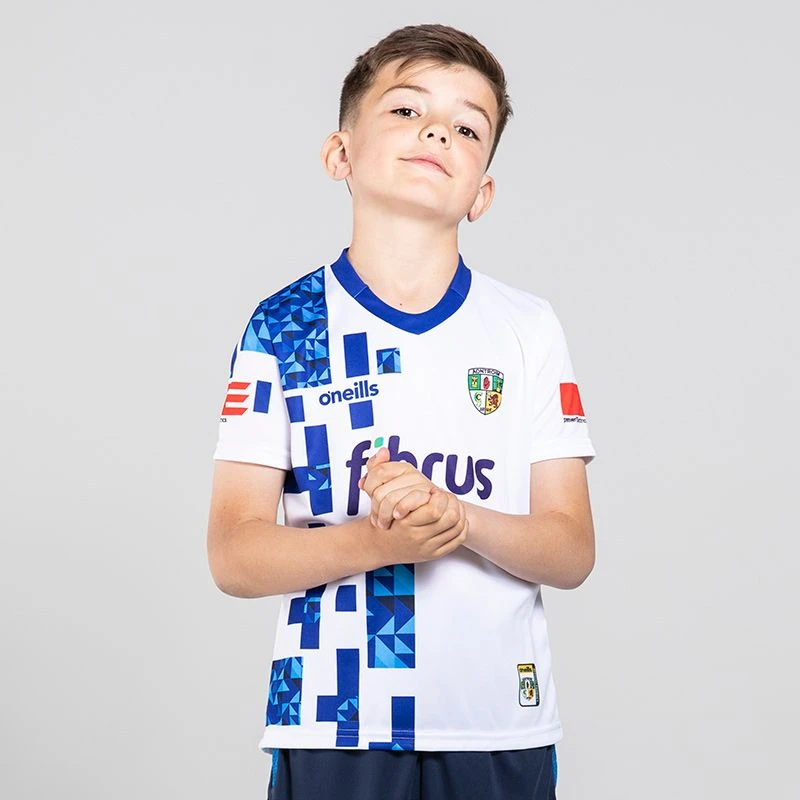 Antrim GAA Kids' Short Sleeve Training Top White / Royal - Image 2