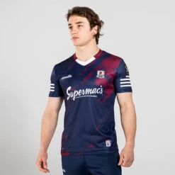 Galway GAA Hurling Player Fit Short Sleeve Training Top Marine / Maroon