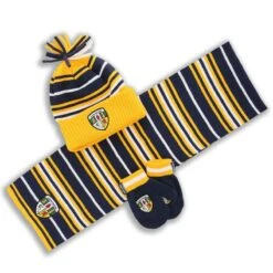 Antrim Kids' Alex Hat, Scarf And Glove Set Marine / Amber / White