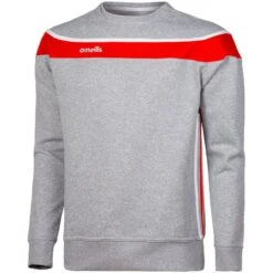 Men's Auckland Fleece Crew Neck Sweatshirt Grey / Red / White