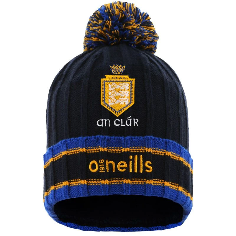 Clare GAA Kids' Darcy Bobble Hat Marine / Royal / Amber