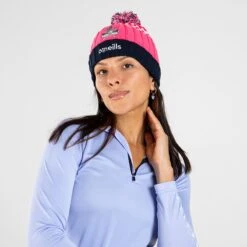 Cork GAA Peak Bobble Hat Pink / Marine / White