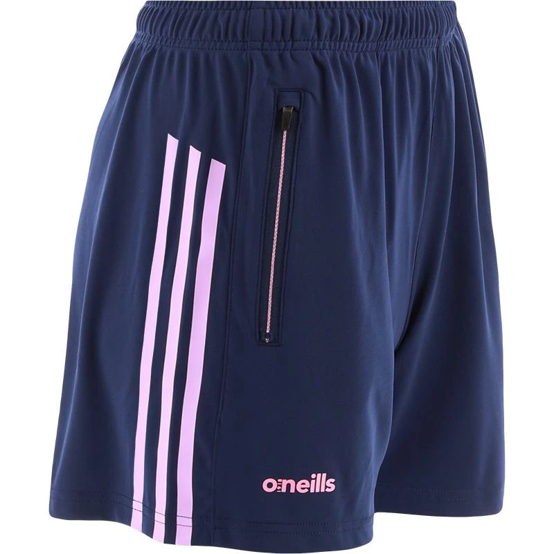 Offaly GAA Kids' Dolmen Training Shorts Marine / Pink / Purple - Image 2