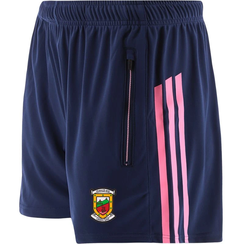 Mayo GAA Kids' Dolmen Training Shorts Marine / Pink / Purple