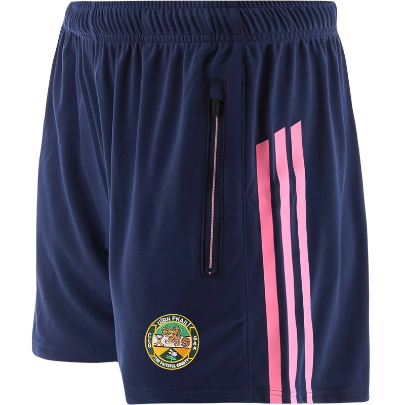 Offaly GAA Kids' Dolmen Training Shorts Marine / Pink / Purple