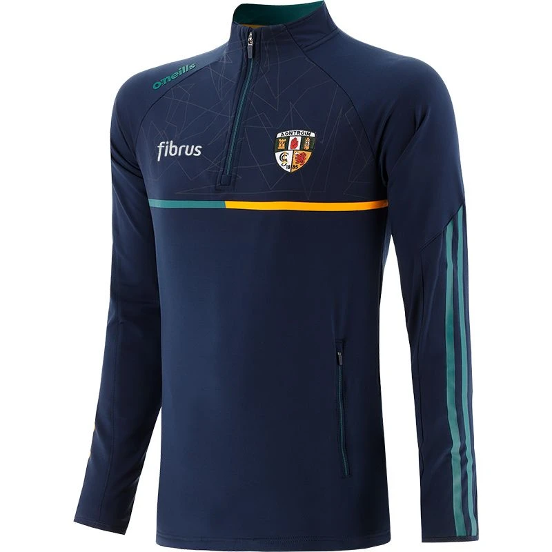 Antrim GAA Men's Dolmen Brushed Half Zip Top Marine / Green / Amber