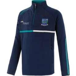 Fermanagh GAA Kids' Dolmen Brushed Half Zip Top Marine / Green / White