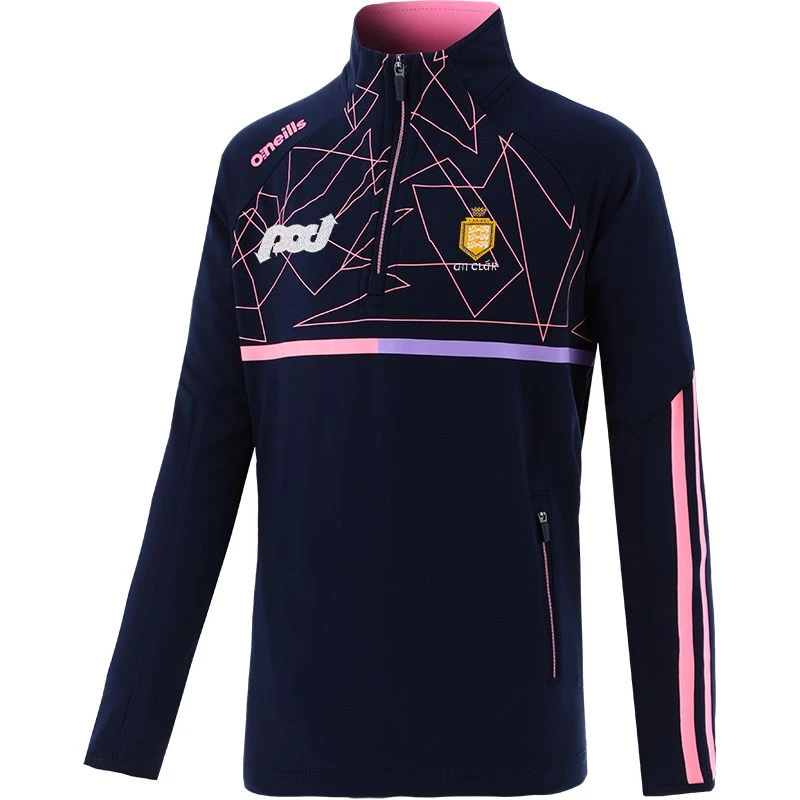 Clare GAA Kids' Dolmen Brushed Half Zip Top Marine / Pink / Purple