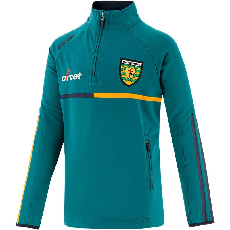 Donegal GAA Kids' Dolmen Brushed Half Zip Top Green / Marine / Amber