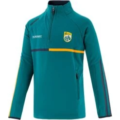 Kerry GAA Kids' Dolmen Brushed Half Zip Top Green / Marine / Amber