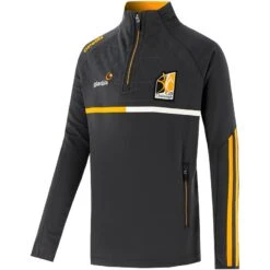 Kilkenny GAA Kids' Dolmen Brushed Half Zip Top Dark Grey / Amber / White