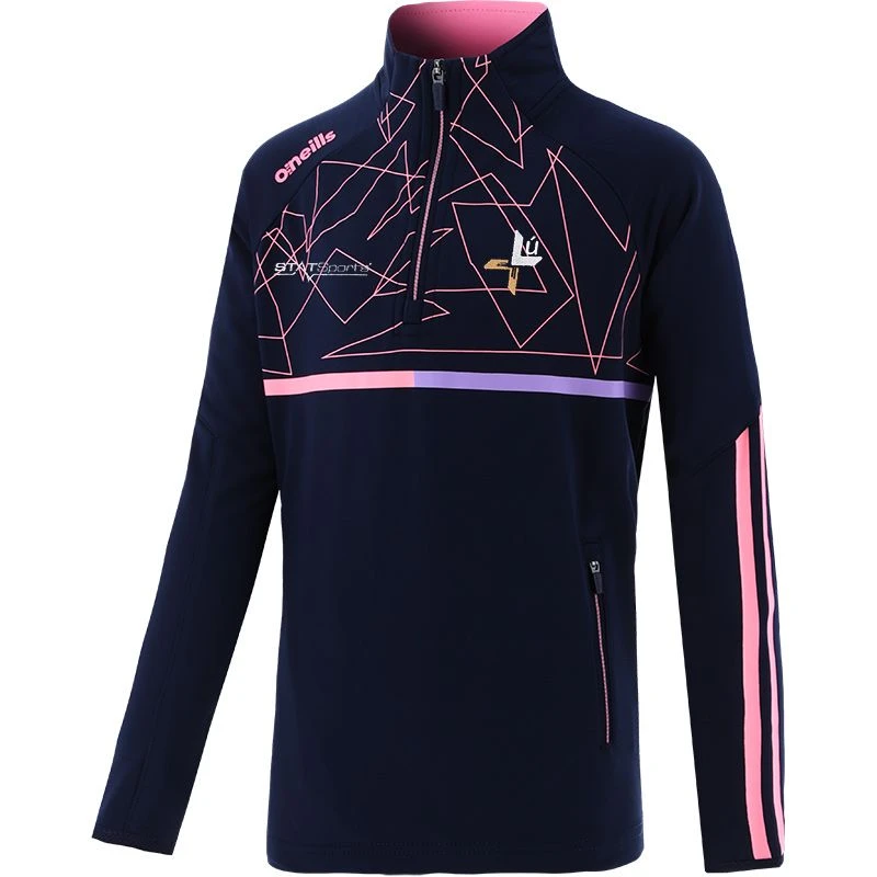 Louth GAA Kids' Dolmen Brushed Half Zip Top Marine / Pink / Purple