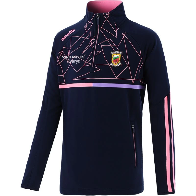 Mayo GAA Kids' Dolmen Brushed Half Zip Top Marine / Pink / Purple