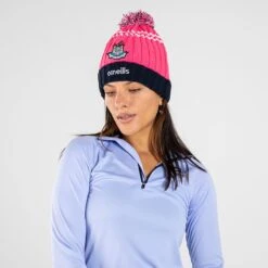 Dublin GAA Peak Bobble Hat Pink / Marine / White