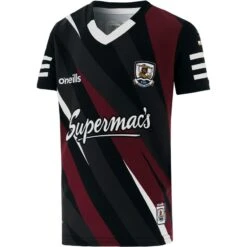 Galway GAA Kids' Short Sleeve Training Top Black / Maroon