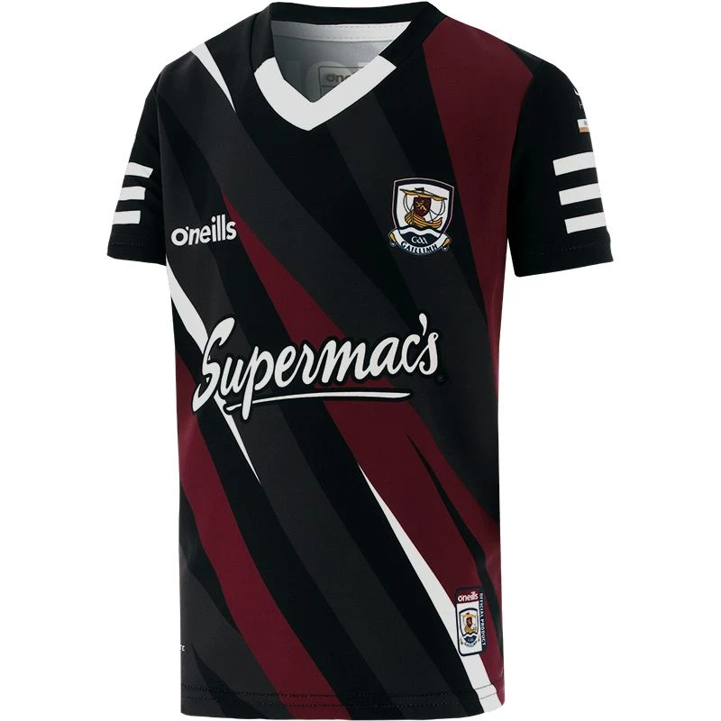 Galway GAA Kids' Short Sleeve Training Top Black / Maroon