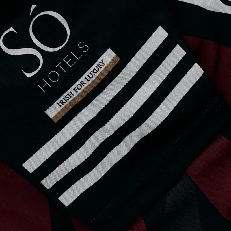 Galway GAA Kids' Short Sleeve Training Top Black / Maroon - Image 5