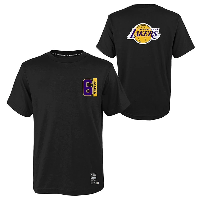 Men's LA Lakers LeBron James T-Shirt Black / White / Yellow - Image 3