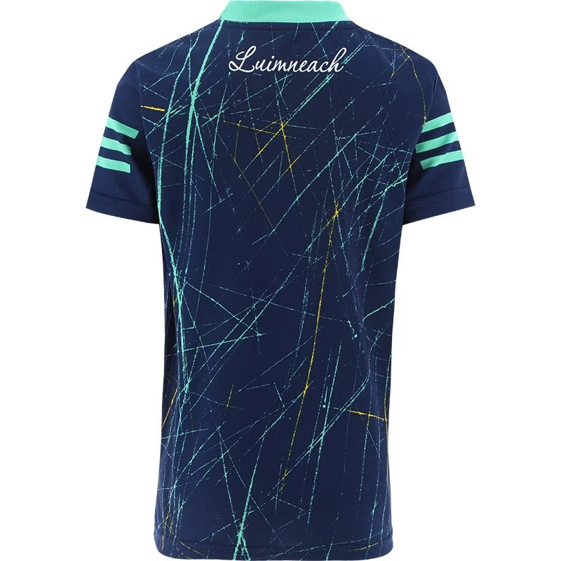 Limerick GAA Kids' Short Sleeve Training Top Marine / Green - Image 2