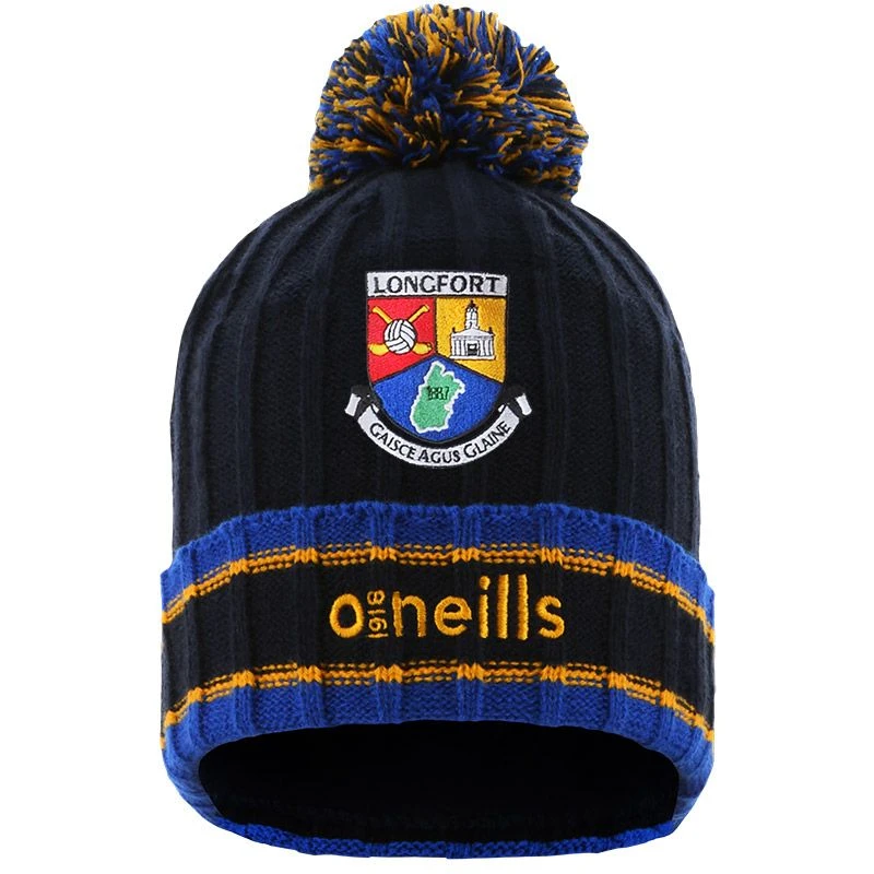 Longford GAA Kids' Darcy Bobble Hat Marine / Royal / Amber