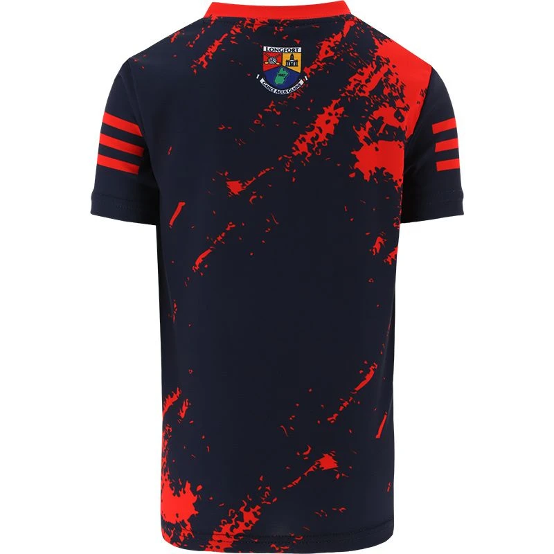 Longford GAA Hurling Kids' Short Sleeve Training Top Marine / Red - Image 2