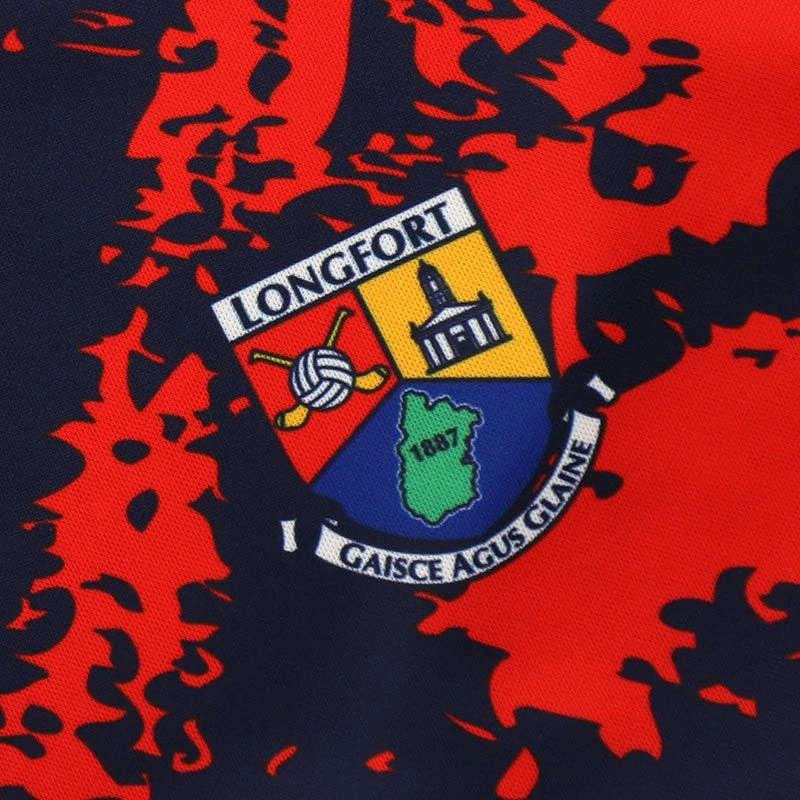 Longford GAA Hurling Kids' Short Sleeve Training Top Marine / Red - Image 3