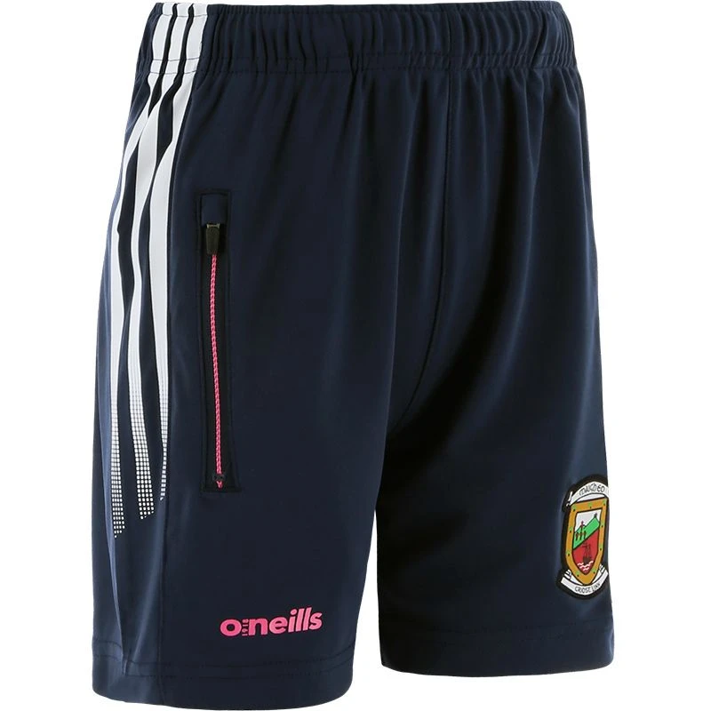 Mayo GAA Kids' Nevada Training Shorts Marine / White / Pink - Image 2