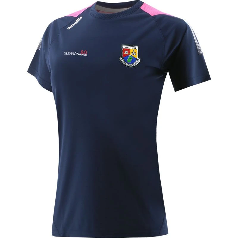 Longford GAA Women's Nevada T-Shirt Marine / Pink / White
