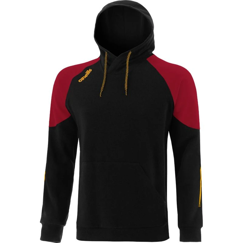 Men's Oslo Fleece Pullover Hoodie Black / Maroon / Amber