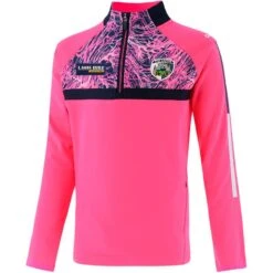 Laois GAA Kids' Peak Brushed Half Zip Top Pink / Marine / White