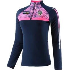 Laois GAA Kids' Peak Brushed Half Zip Top Marine / Pink / White