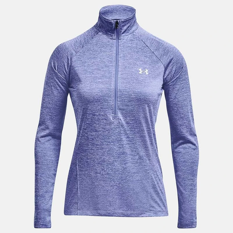 Under Armour Women's Techâ„¢ Half Zip Twist Chestnut Baja Blue / White / Metallic Silver - Image 4