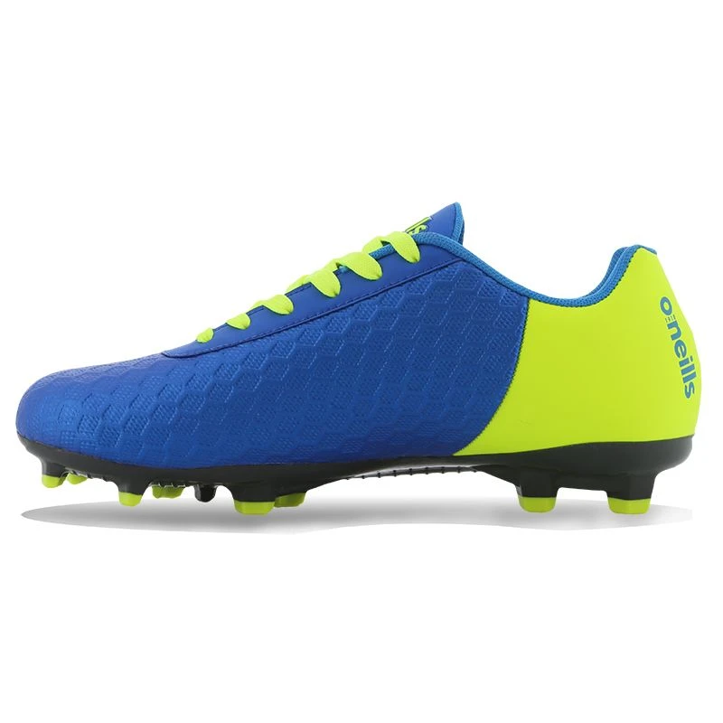 Python Firm Ground Laced Football Boots Junior Royal / Flo Yellow - Image 2
