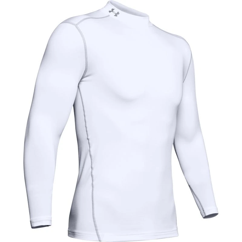 Under Armour Men's UA ColdGear® Armour Compression Mock Baselayer White / Steel - Image 6